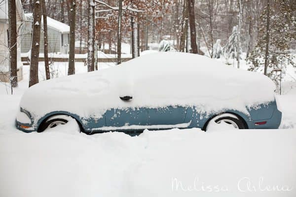 The Mustang buried under about 18+ inches of snow!